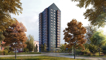 Bild på Uppsalas högsta bostadshus. Foto: Nordr