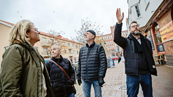 BID Gamlestaden startade 2018. Helena Holmberg är kommunens koordinator. Malin Rosenqvist, Jan Johansson och Magnus Alexandersson är alla representanter från fastighetsägarsidan. Foto: Tomas Ohlsson