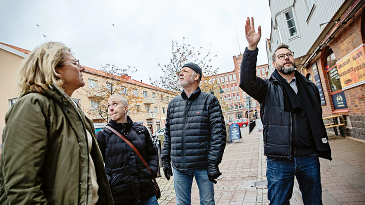 BID Gamlestaden startade 2018. Helena Holmberg är kommunens koordinator. Malin Rosenqvist, Jan Johansson och Magnus Alexandersson är alla representanter från fastighetsägarsidan. Foto: Tomas Ohlsson